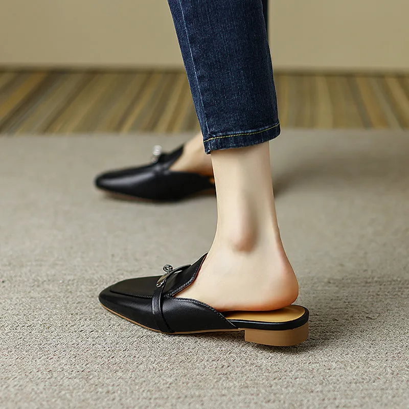 Erin Black Loafer Mules