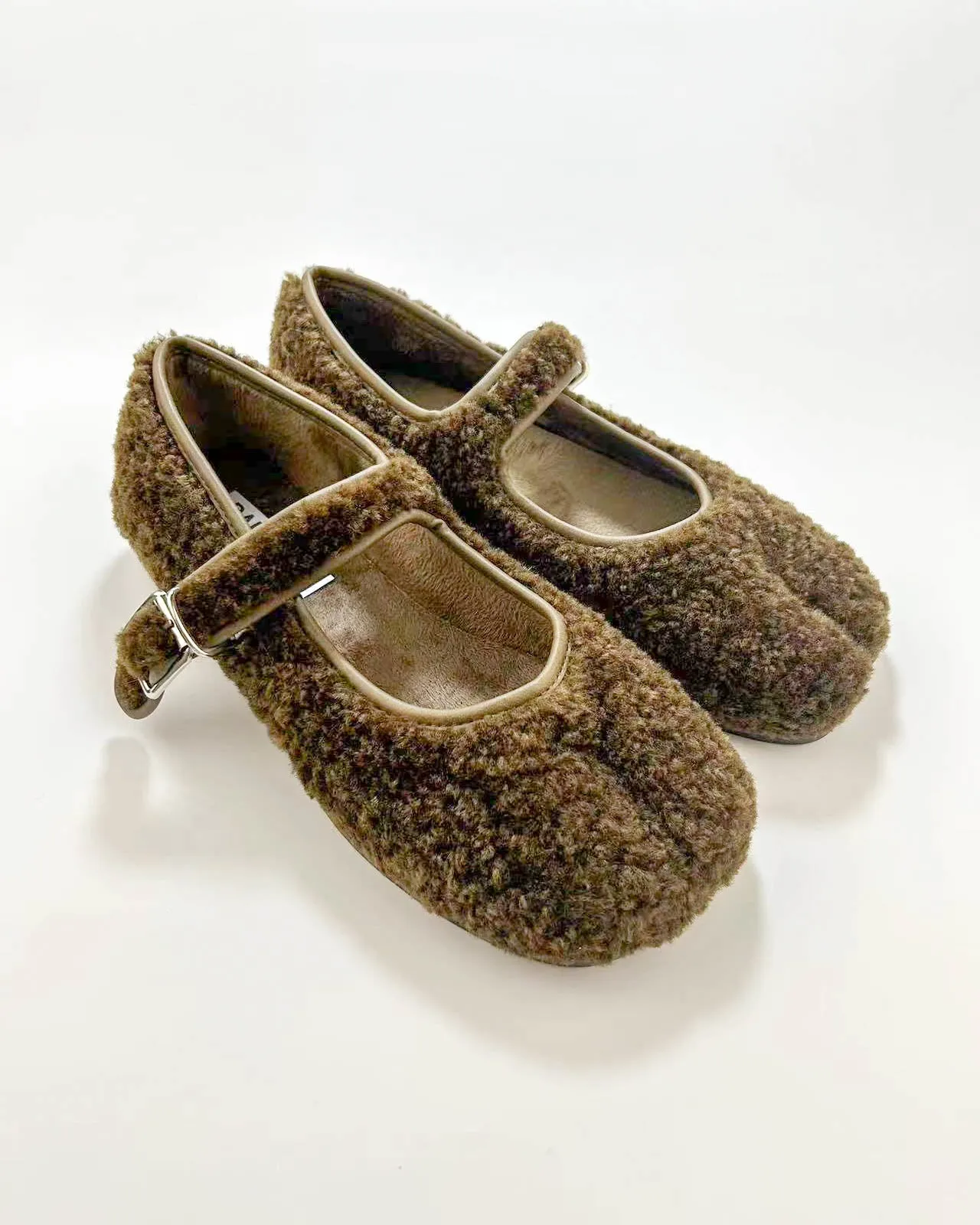 Faux Plush Tabi Mary Jane Flats