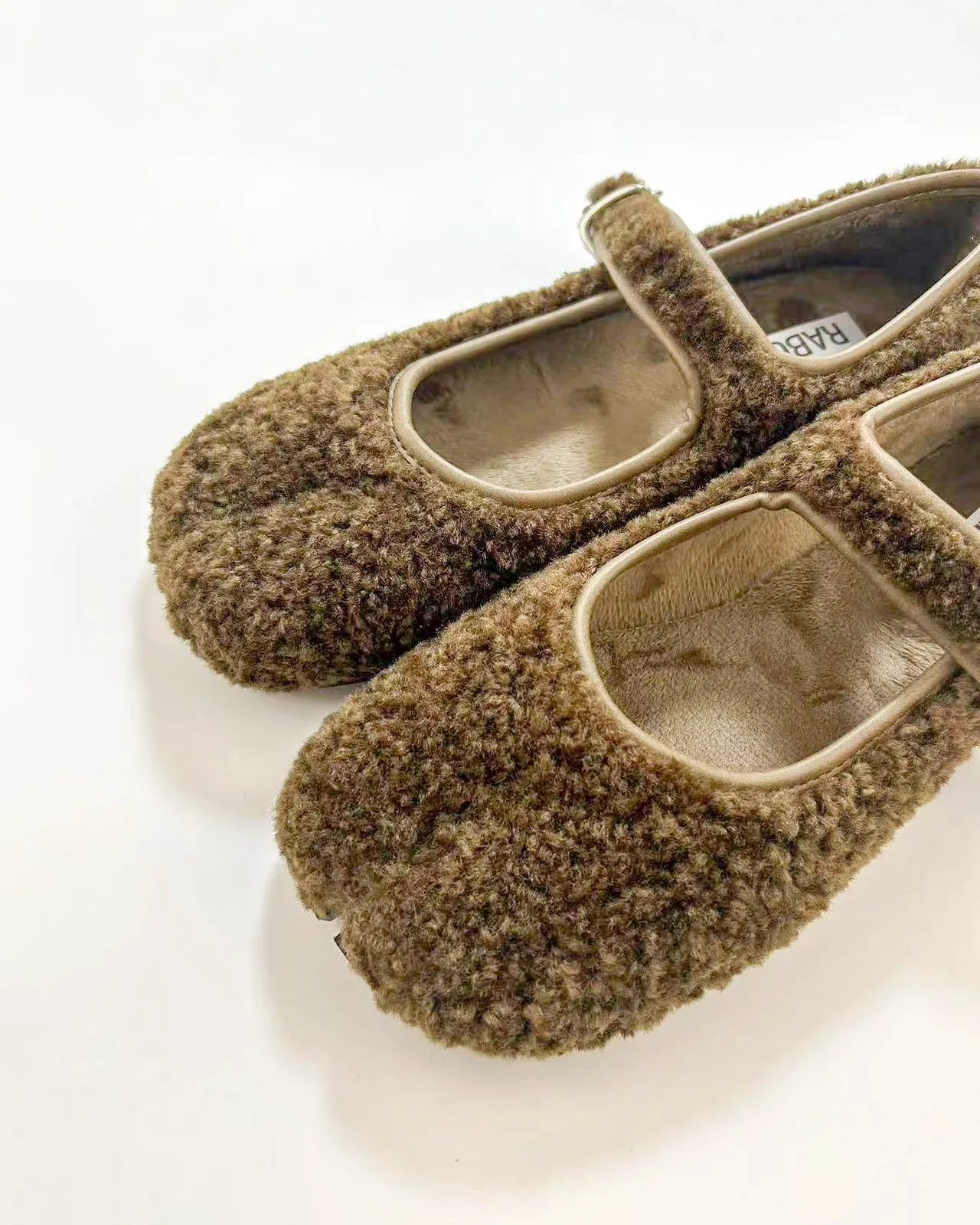 Faux Plush Tabi Mary Jane Flats
