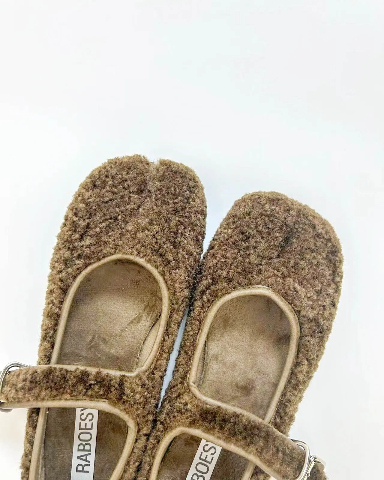 Faux Plush Tabi Mary Jane Flats