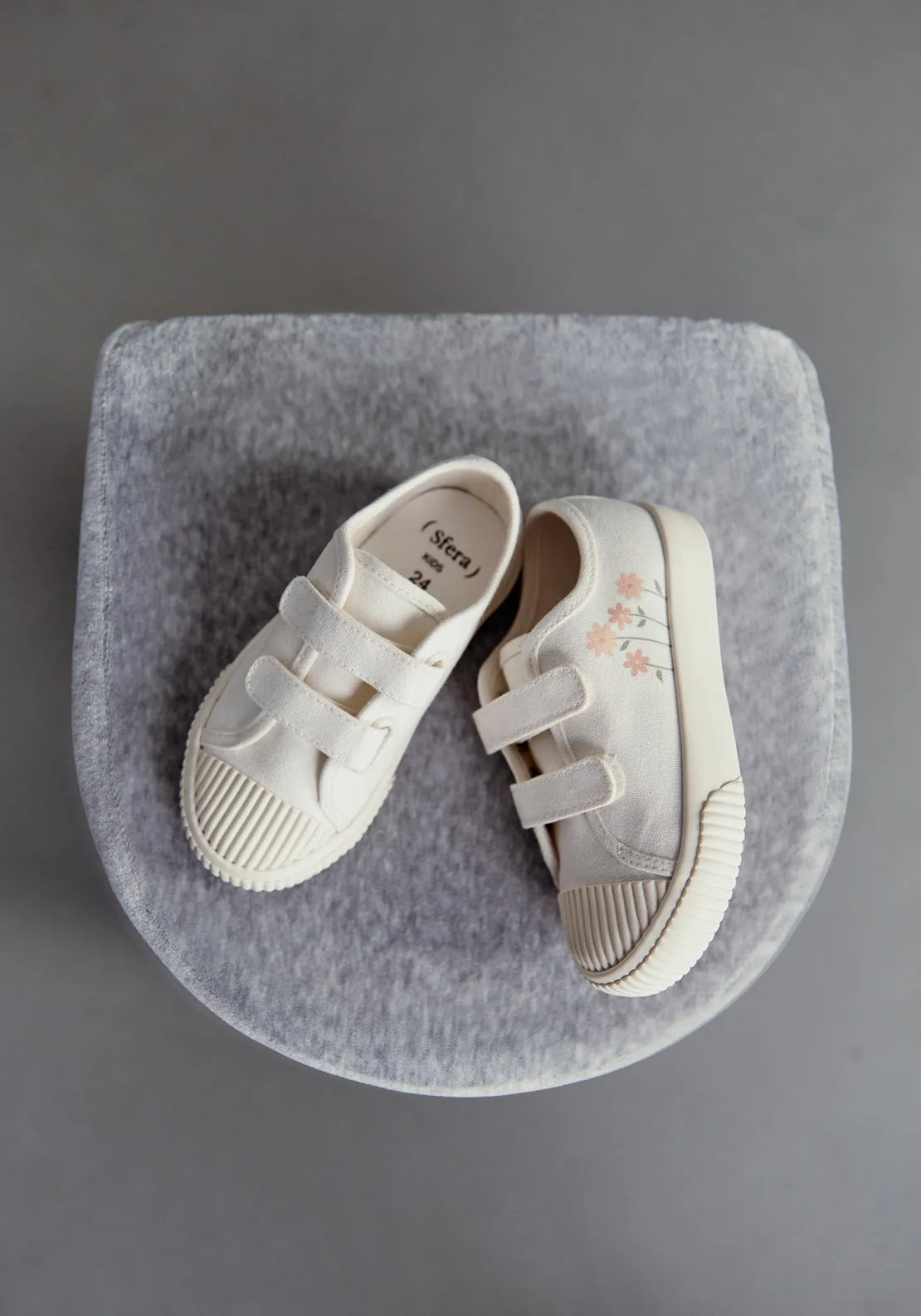 Floral-print trainers - Cream