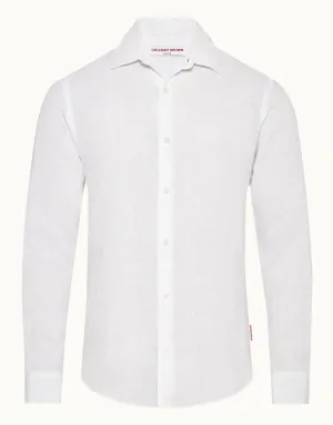 Giles Linen White Tailored-Fit Shirt
