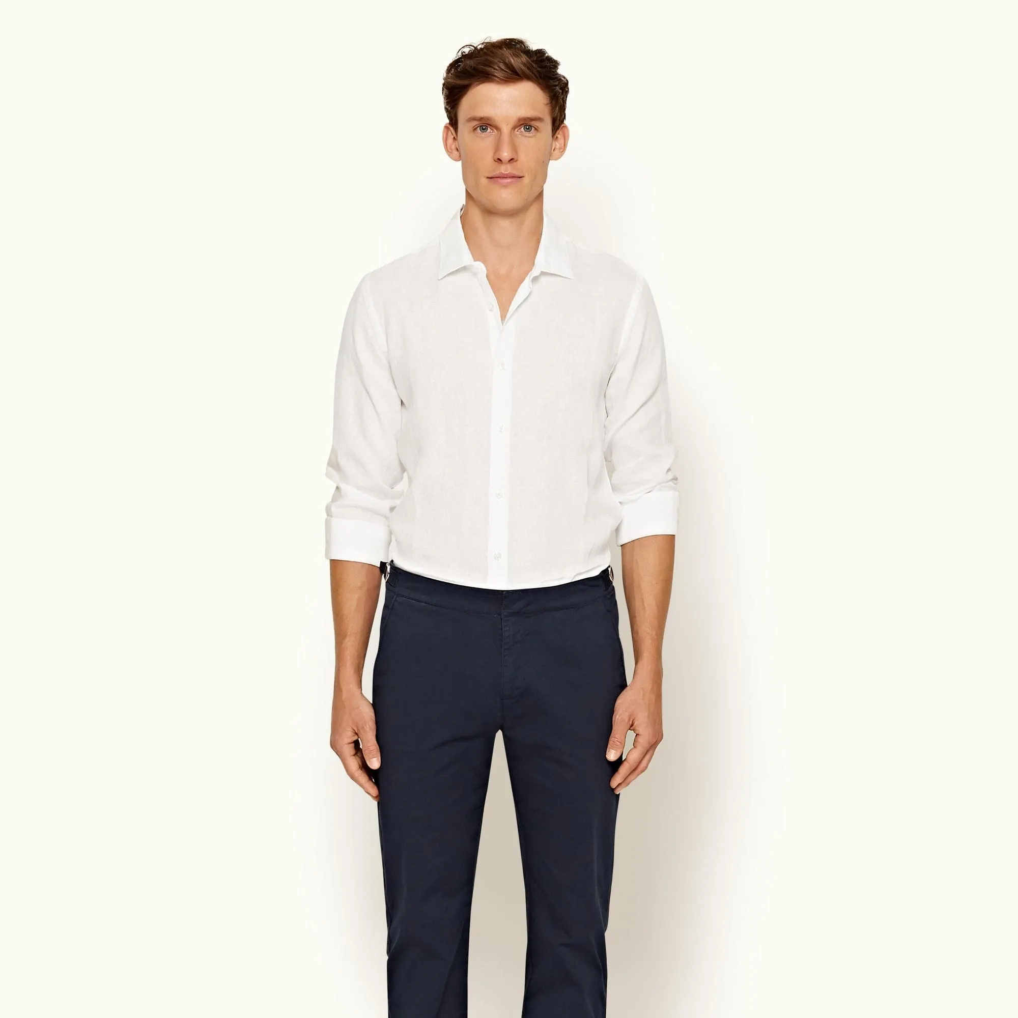 Giles Linen White Tailored-Fit Shirt
