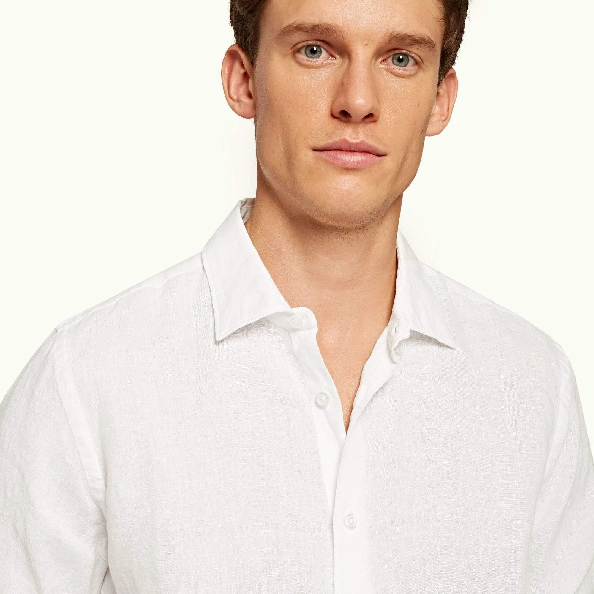 Giles Linen White Tailored-Fit Shirt