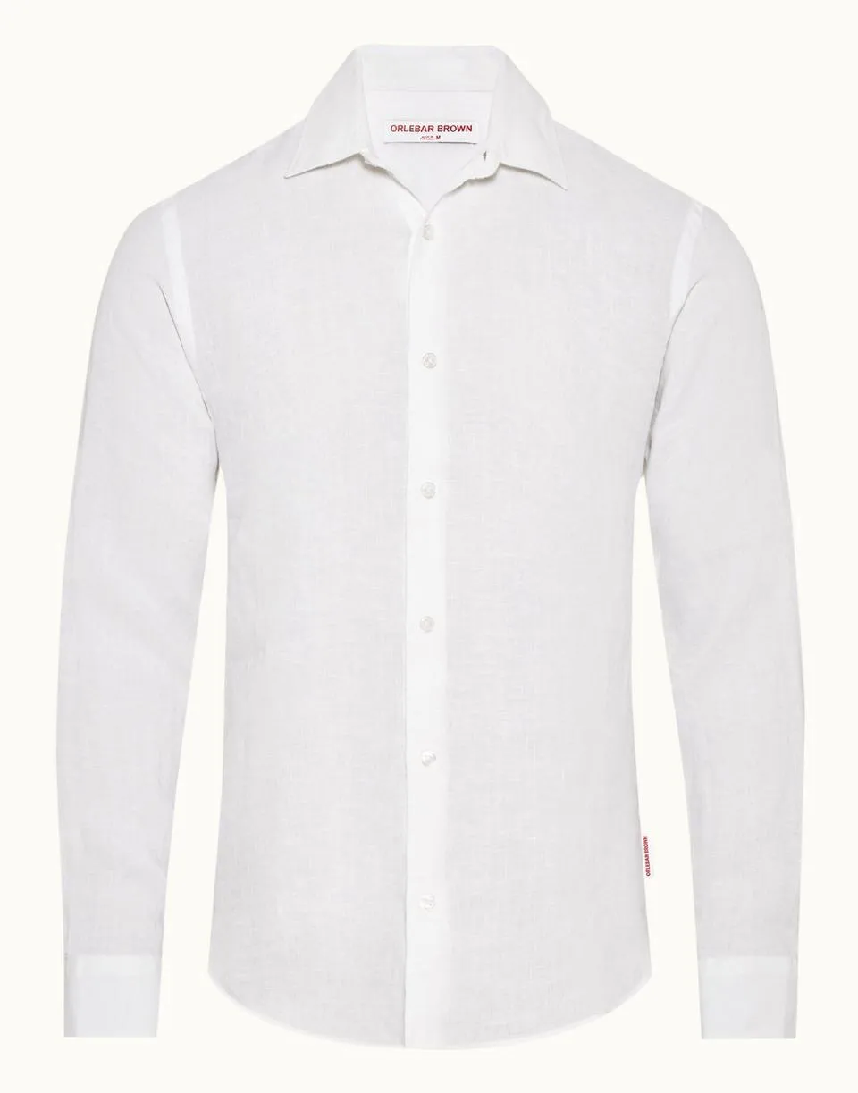 Giles Linen White Tailored-Fit Shirt