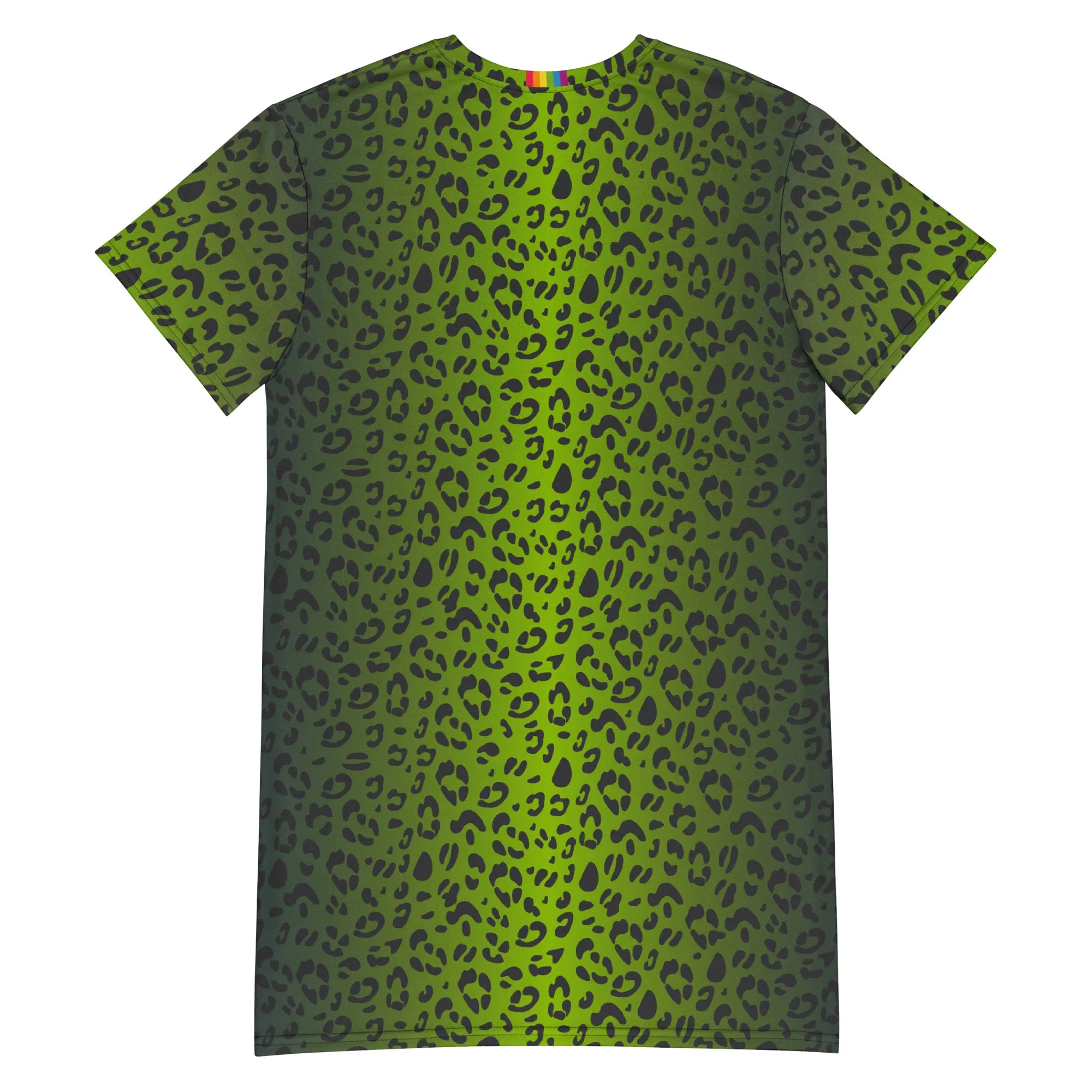 Green Leopard Print T-shirt Dress