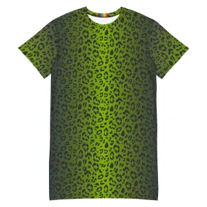 Green Leopard Print T-shirt Dress