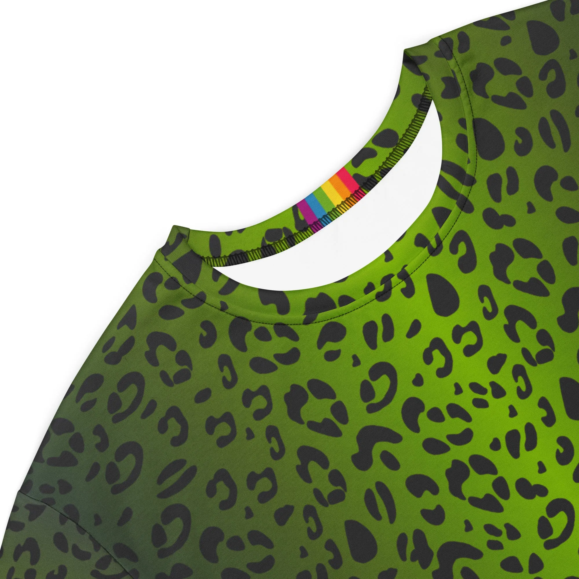 Green Leopard Print T-shirt Dress