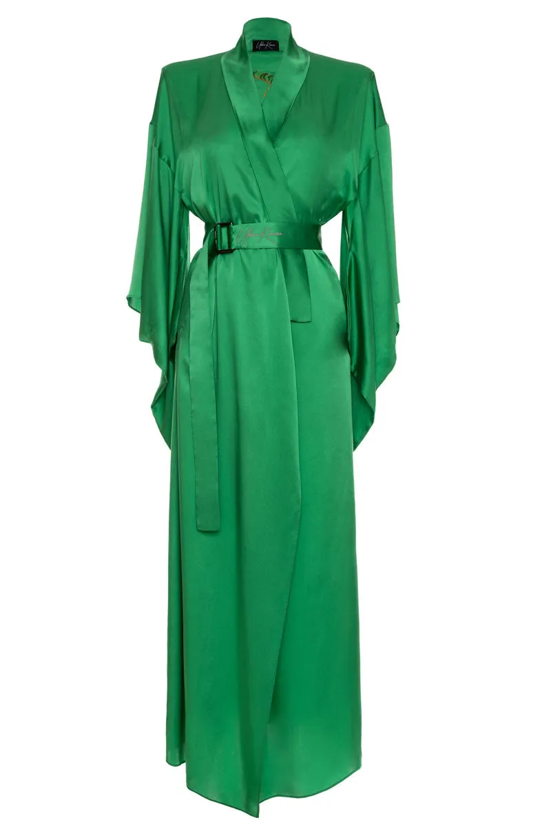 Green Pure Silk Tiger Urban Kimono
