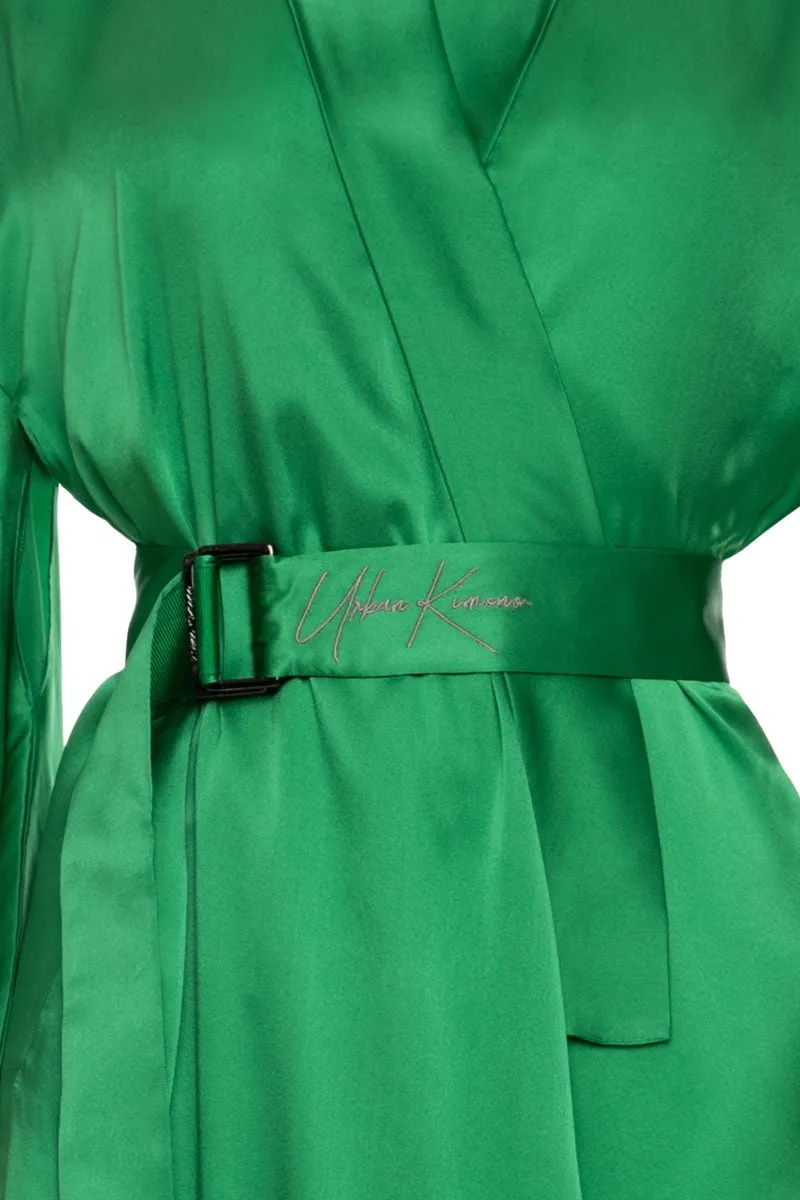 Green Pure Silk Tiger Urban Kimono