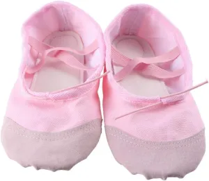 Healifty 1 Pair Ballet Shoes Slippers Ballerina Flats Canvas Ballroom Dance Shoes Soft Yoga Shoes Slippers for Toddler Girls Adults - Size 22 (Pink)