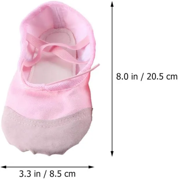 Healifty 1 Pair Ballet Shoes Slippers Ballerina Flats Canvas Ballroom Dance Shoes Soft Yoga Shoes Slippers for Toddler Girls Adults - Size 22 (Pink)