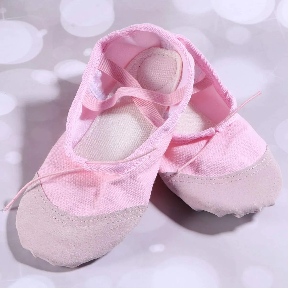 Healifty 1 Pair Ballet Shoes Slippers Ballerina Flats Canvas Ballroom Dance Shoes Soft Yoga Shoes Slippers for Toddler Girls Adults - Size 22 (Pink)