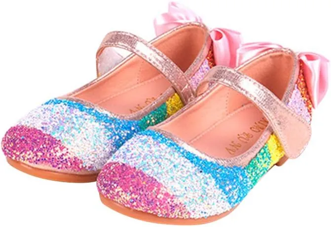 Healifty 1 Pair Kids Ballet Pumps Sequin Flat Shoes Dance Flat Slippers Ballet Belly Slippers Ballet Practice Shoes Flats Shoes Sparkling Shoes Birthday Present Rhinestones Girl Child Pink