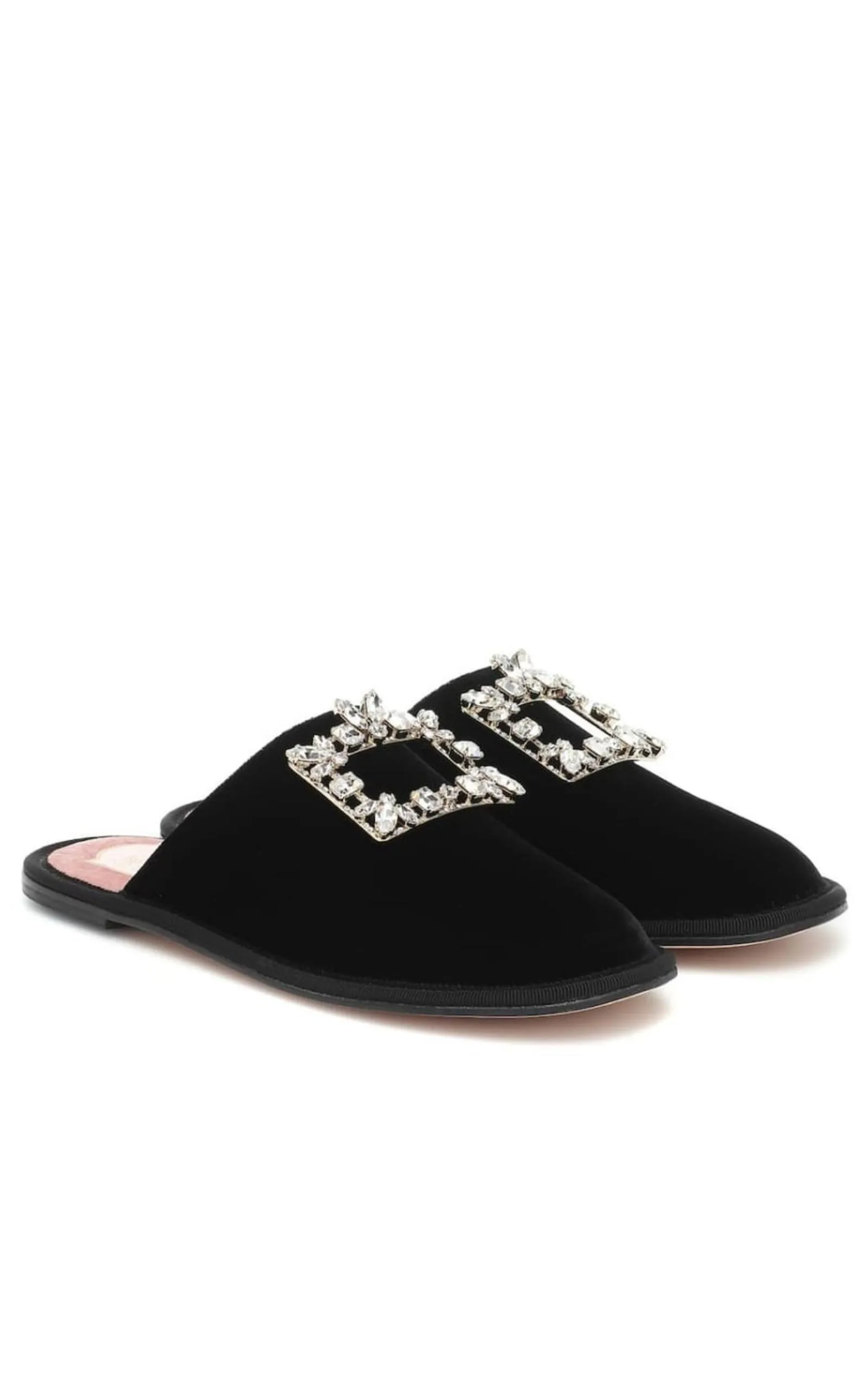 Hotel Vivier Crystal-buckle Velvet Slippers