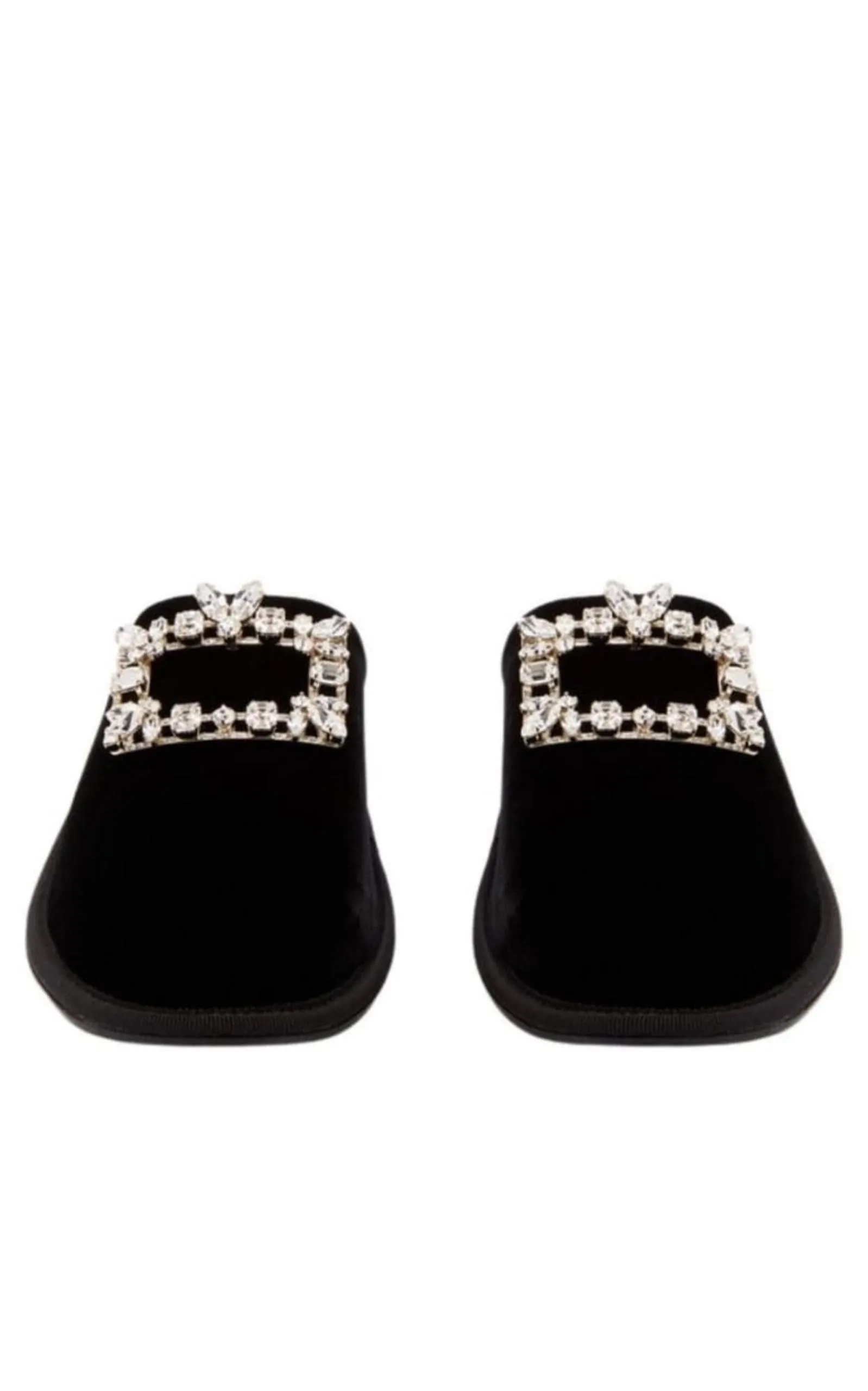 Hotel Vivier Crystal-buckle Velvet Slippers