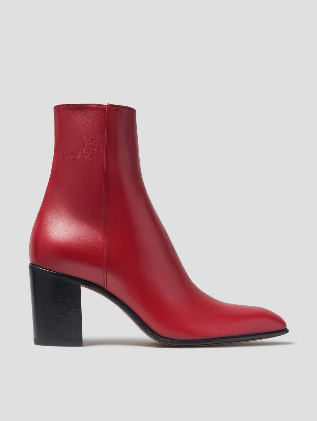 JANIS 80MM ANKLE BOOT IN BORDEAUX CALFSKIN - Woman