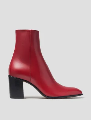JANIS 80MM ANKLE BOOT IN BORDEAUX CALFSKIN - Woman