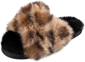 Jessica Simpson Girl's Plush Faux Fur Slip on House Slippers with Memory Foam