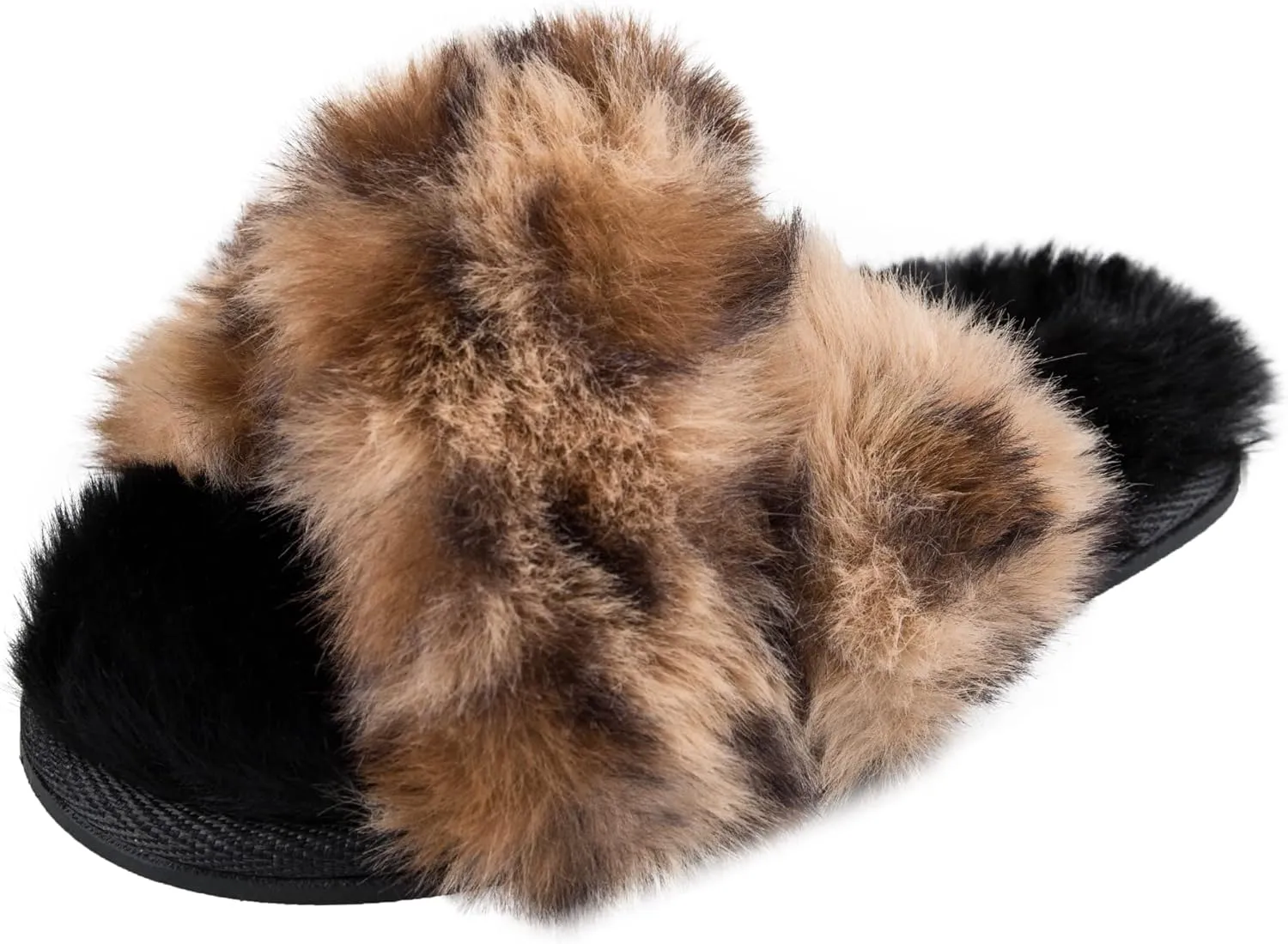 Jessica Simpson Girl's Plush Faux Fur Slip on House Slippers with Memory Foam