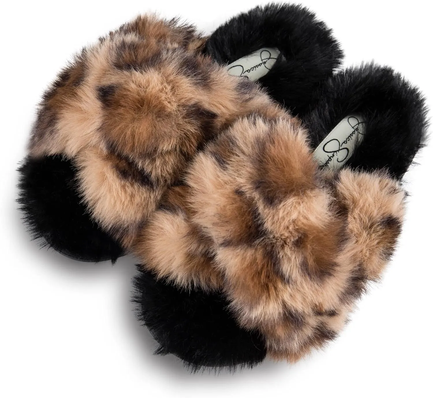 Jessica Simpson Girl's Plush Faux Fur Slip on House Slippers with Memory Foam