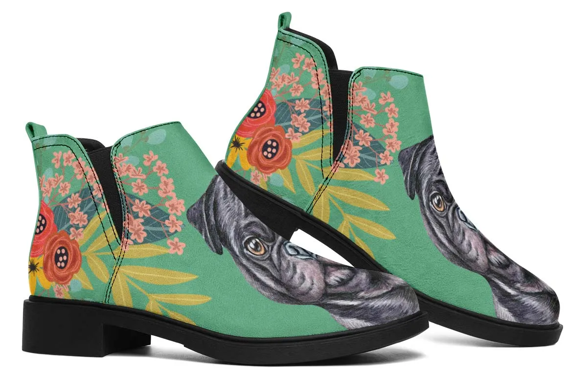 Joyful Black Pug Neat Vibe Boots