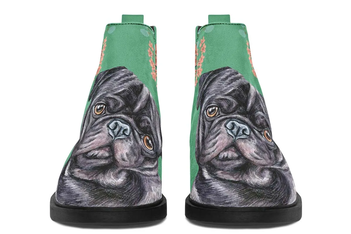 Joyful Black Pug Neat Vibe Boots