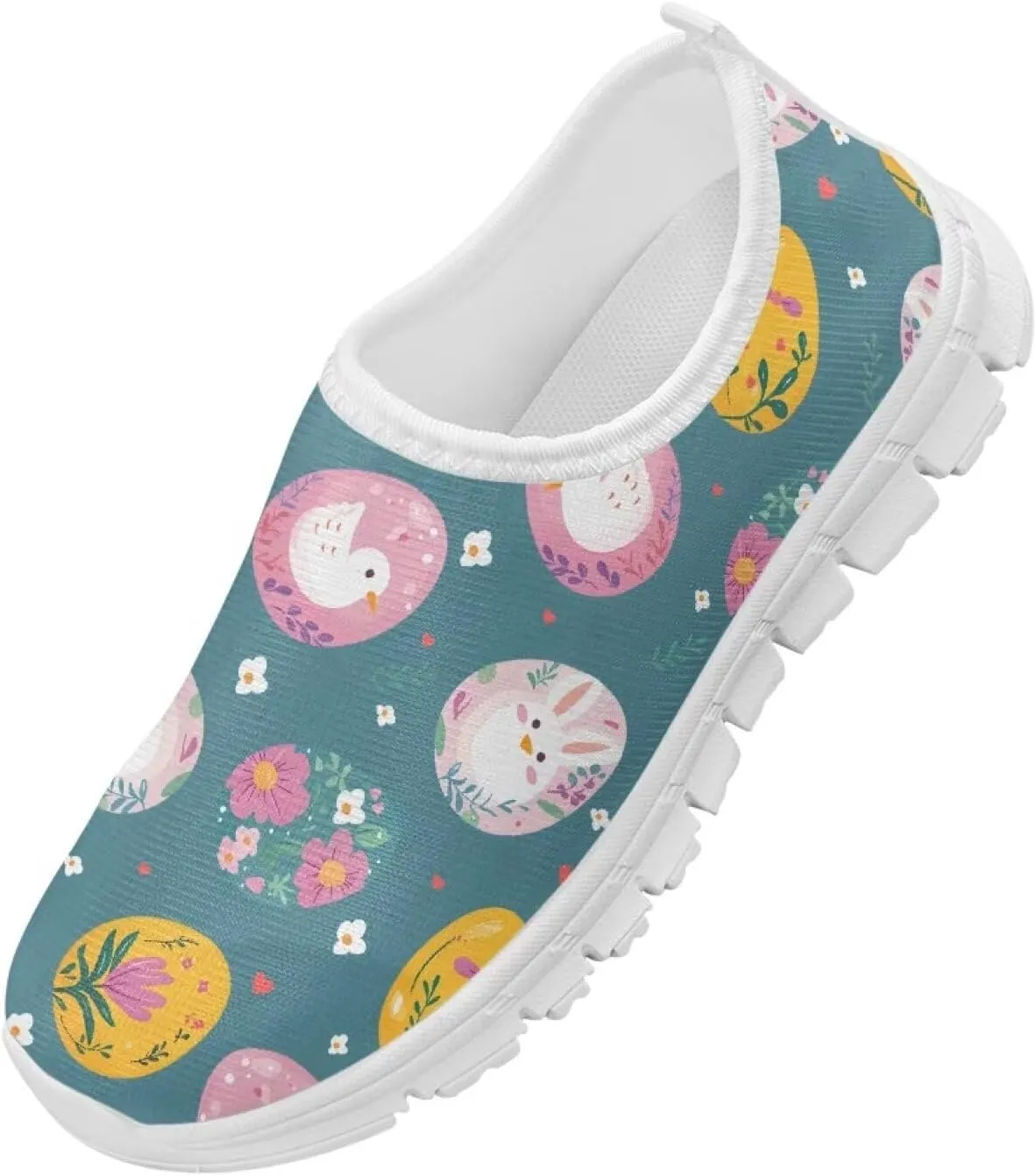 Kids Breathable Sneakers Slip On Casual Shoes Boys Girls Lightweight Cozy Walking Shoe for Workout Size 11-15 White Sole