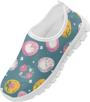 Kids Breathable Sneakers Slip On Casual Shoes Boys Girls Lightweight Cozy Walking Shoe for Workout Size 11-15 White Sole