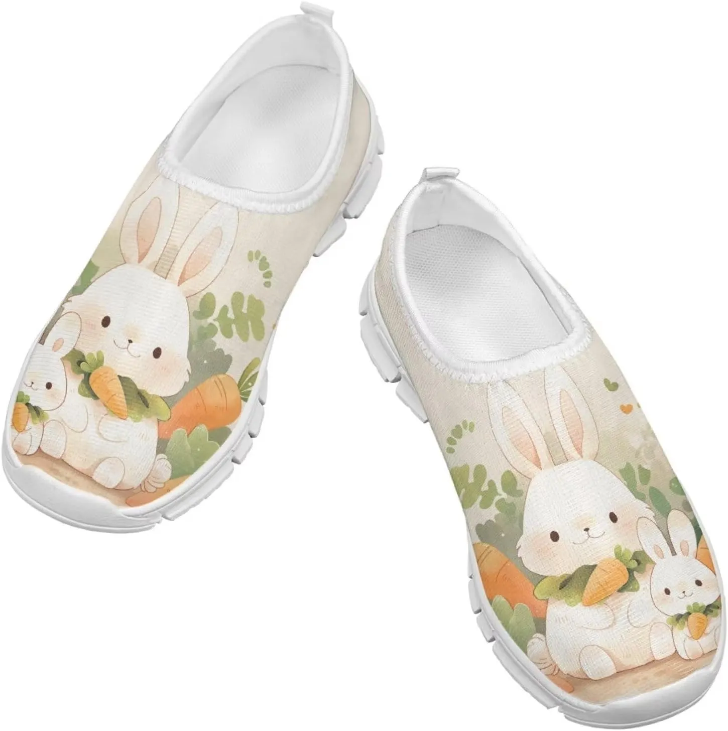 Kids Breathable Sneakers Slip On Casual Shoes Boys Girls Lightweight Cozy Walking Shoe for Workout Size 11-15 White Sole