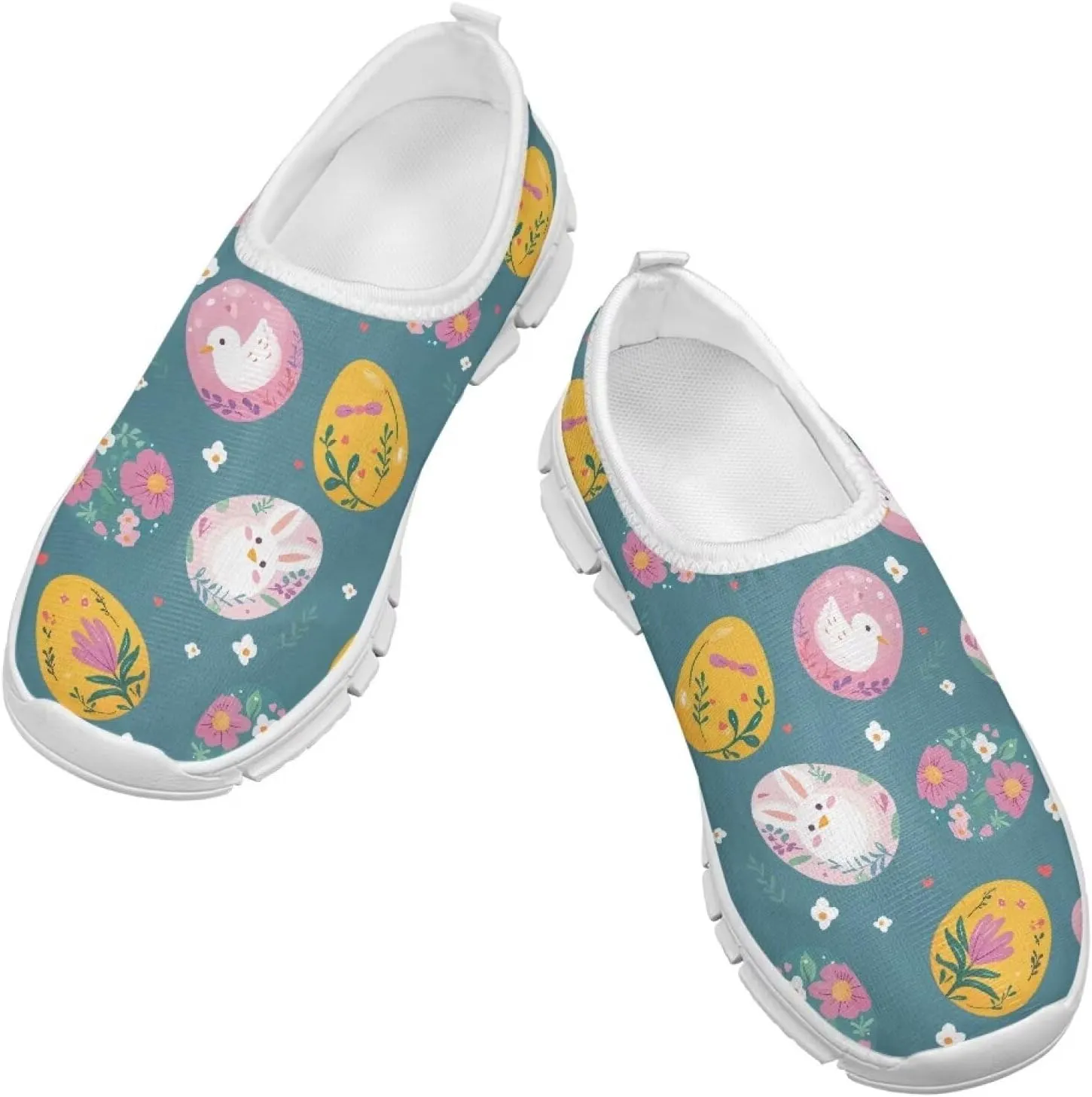 Kids Breathable Sneakers Slip On Casual Shoes Boys Girls Lightweight Cozy Walking Shoe for Workout Size 11-15 White Sole