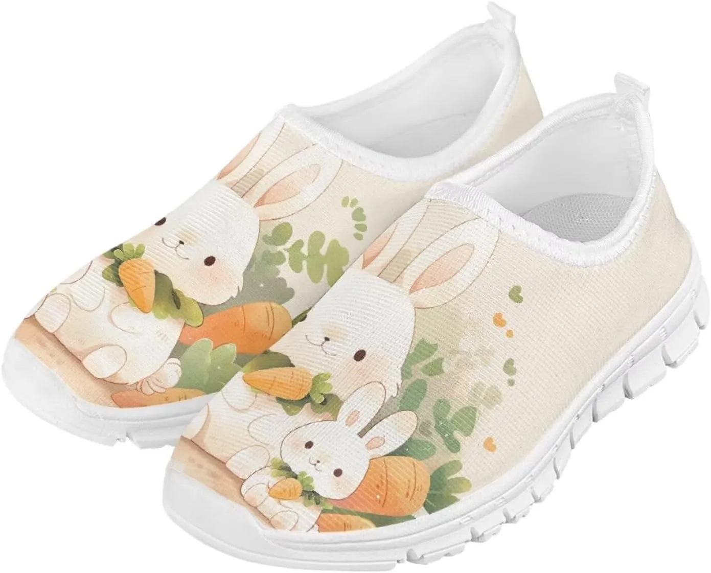 Kids Breathable Sneakers Slip On Casual Shoes Boys Girls Lightweight Cozy Walking Shoe for Workout Size 11-15 White Sole