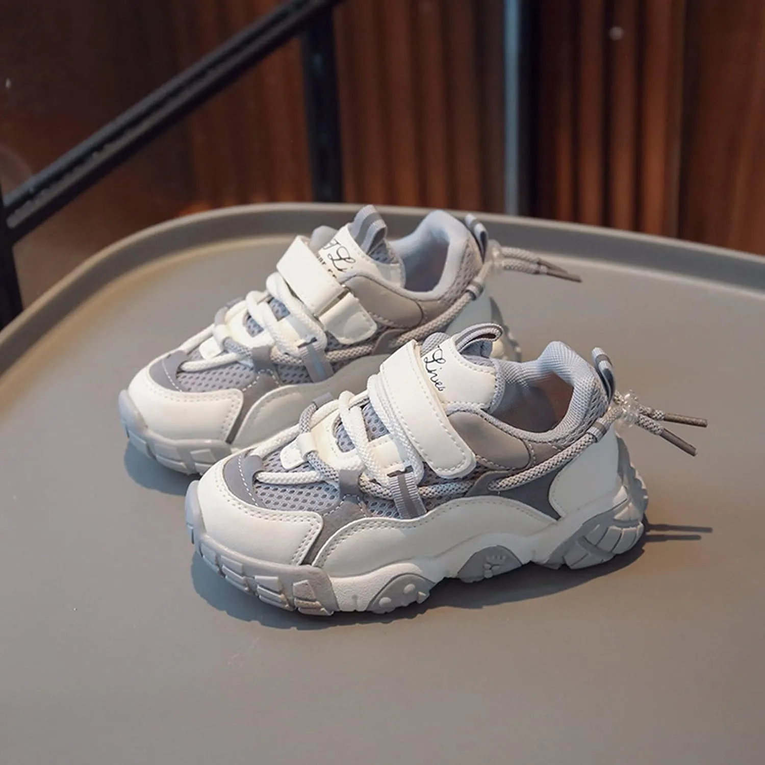Kids Fashion Sneaker Athletic Running Shoe with One Strap Toddler Girls Spring Sketchbook Lace Up Casual Sneakers