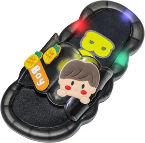 Light Up Shoes for Girls Non-Slip Open Toe Slipper Cute Flat Led Shoes Toddler Slip On Luminous Sandal