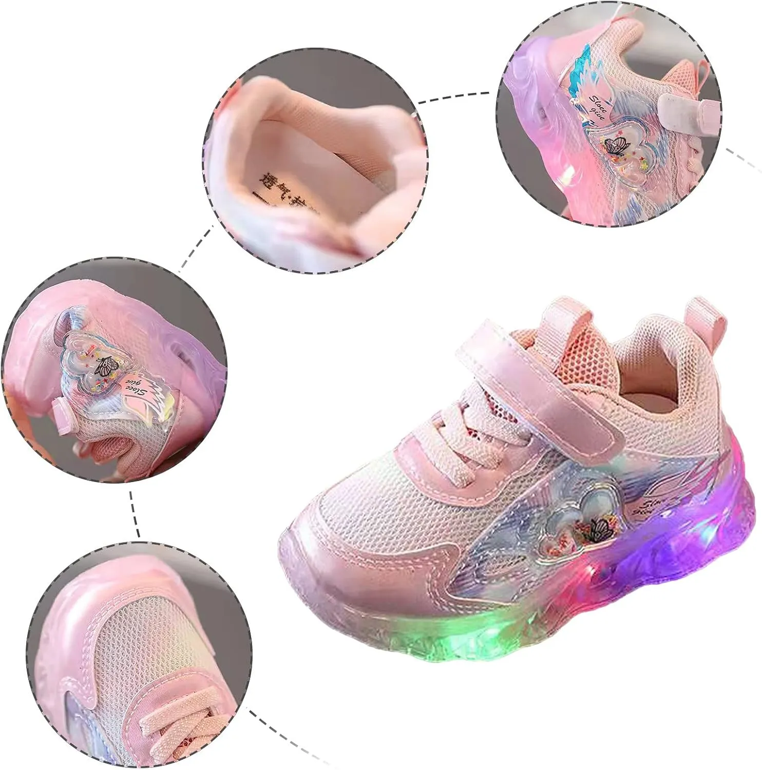 Light Up Shoes for Girls, Toddler Cute Fashion Flashing Running Athletic Sneakers Kids Cute Glowing Sports Shoes
