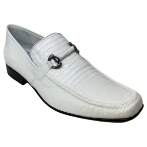 Los Altos White All Over Lizard Bit Dress Loafers