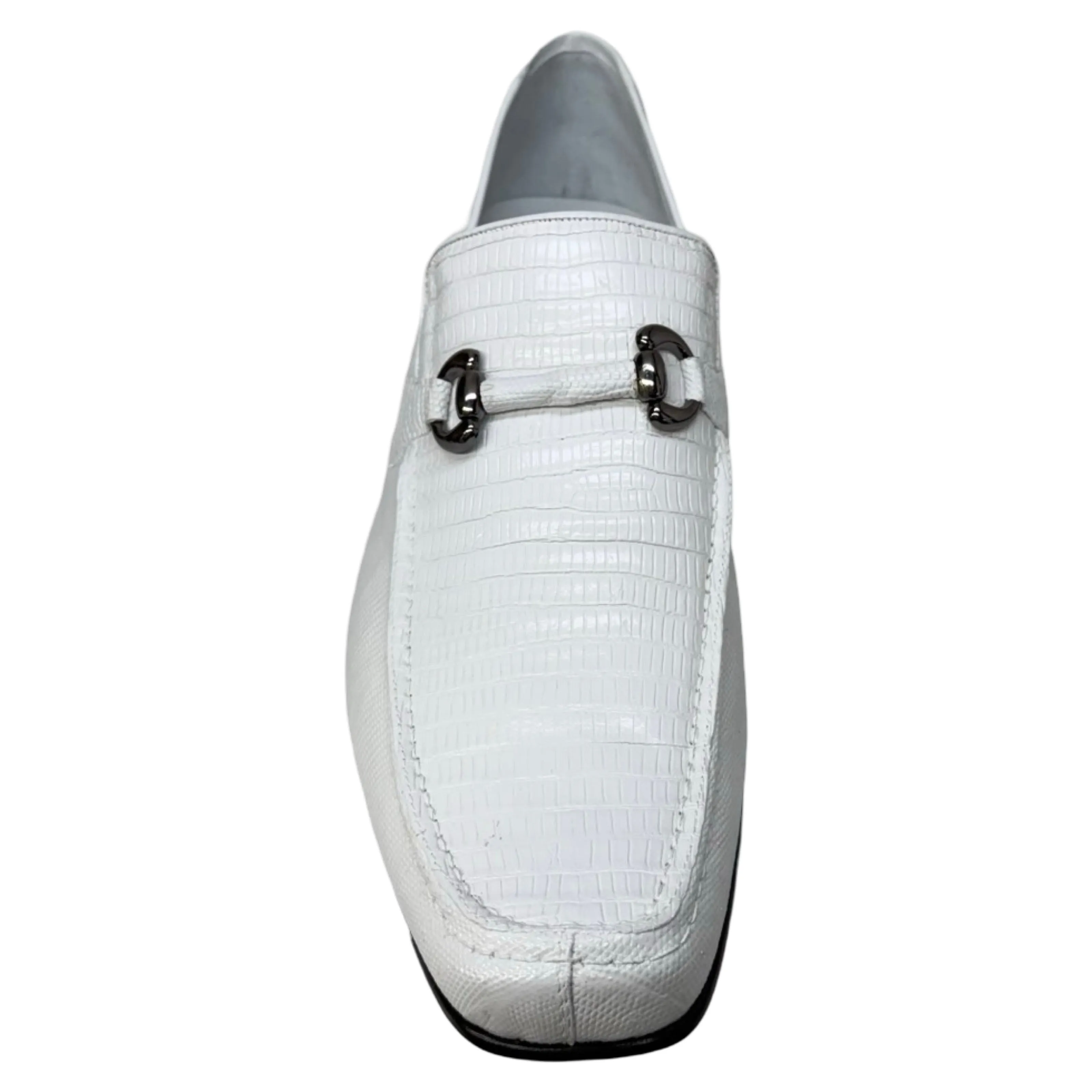 Los Altos White All Over Lizard Bit Dress Loafers