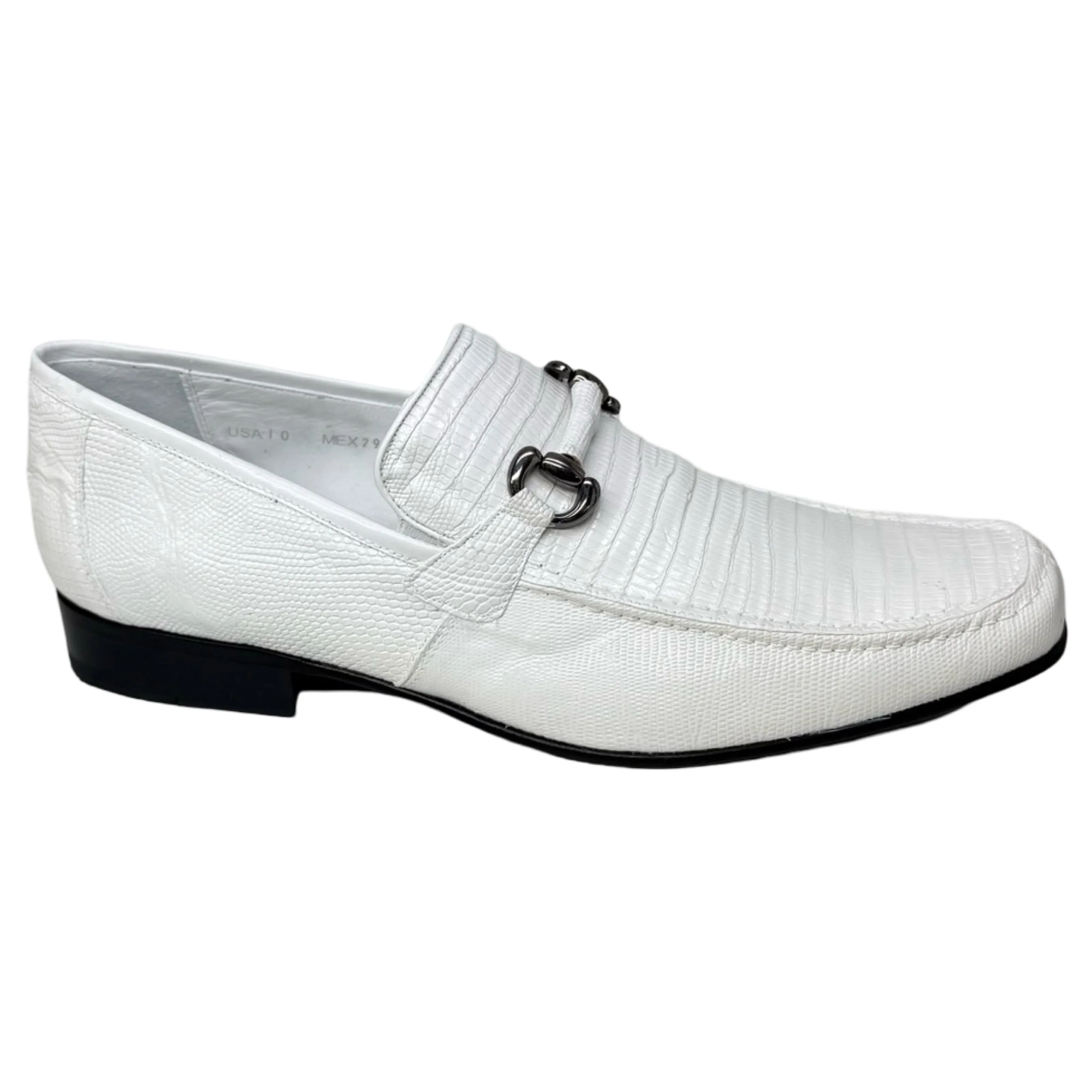 Los Altos White All Over Lizard Bit Dress Loafers