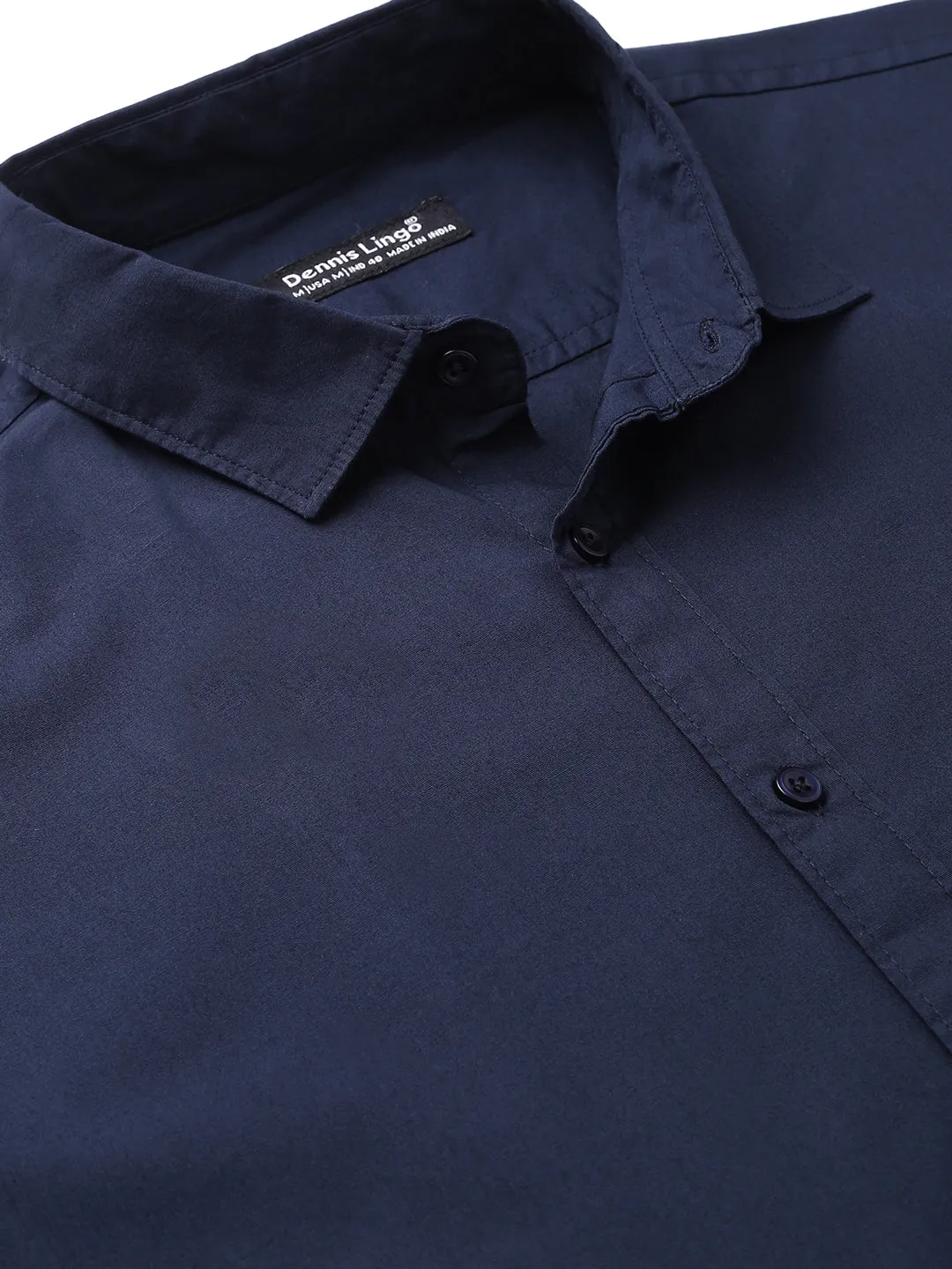 Men's Cotton Navyblue Solid Casual Shirt