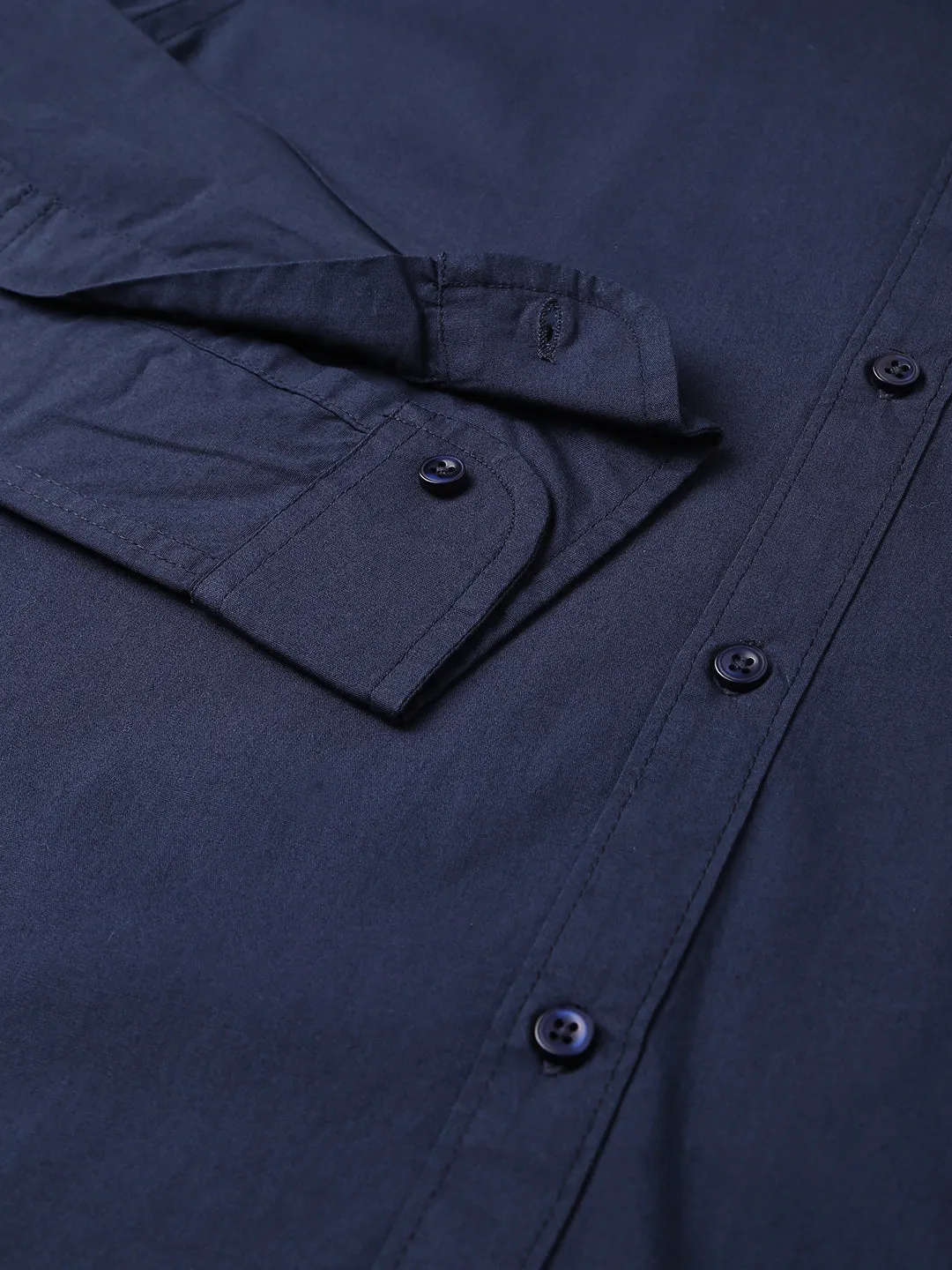 Men's Cotton Navyblue Solid Casual Shirt