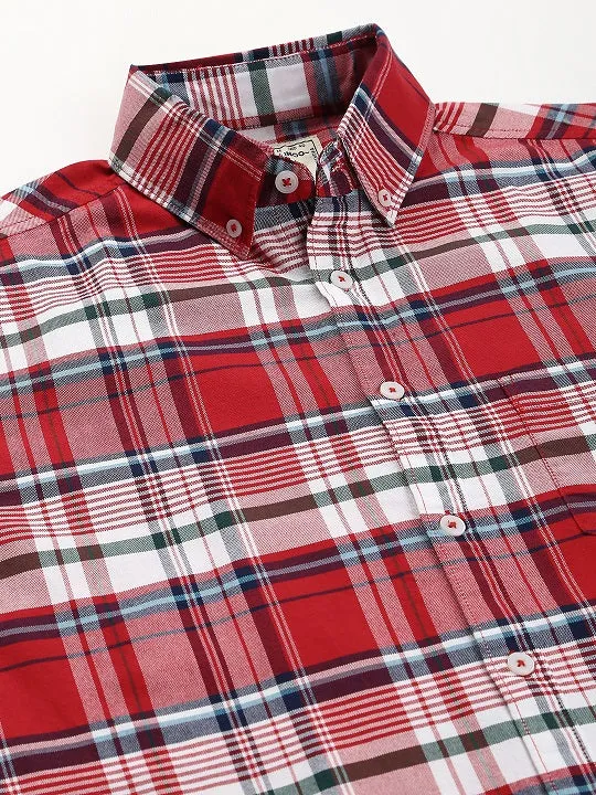 Men's Red Slim Fit Oxford Casual Shirt