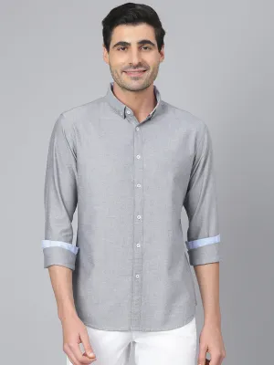Men's Solid Carbon Slim Fit Cotton Casual Shirt