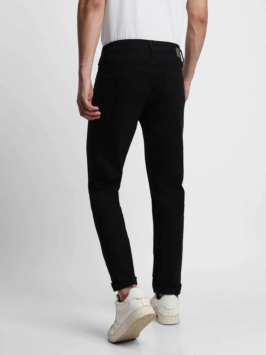 Men's Straight Rinse Black Stretchable Jeans