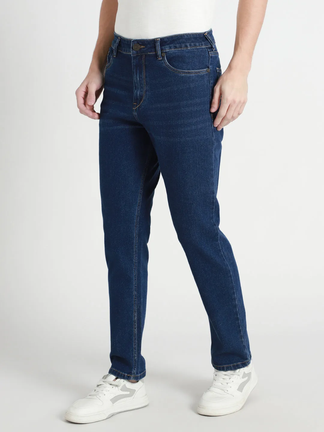 Men's Straight Washed INDIGO Jeans