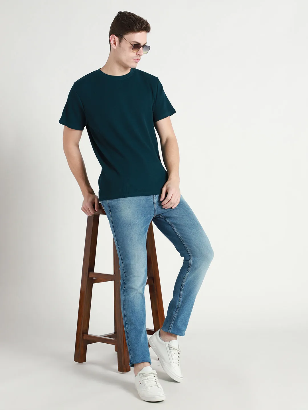 Men's Teal Waffle Knit T-shirt