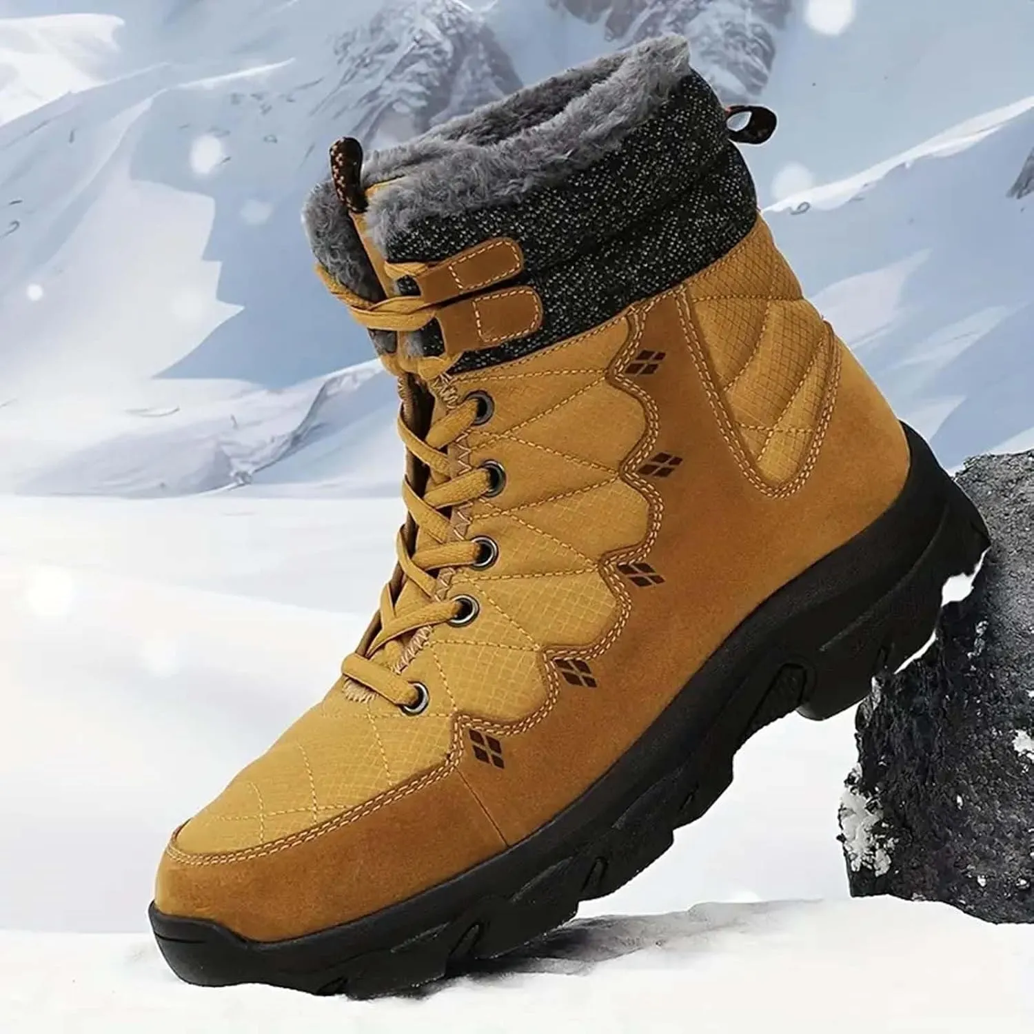 Mens Work Boots Slip On Hiking Sneakers Fur Lined Ankle Boot Women Safety Toe Shoes Slip Resistant Composite Safety Toe Waterproof Industrial Casual Hike Grounded Footwear