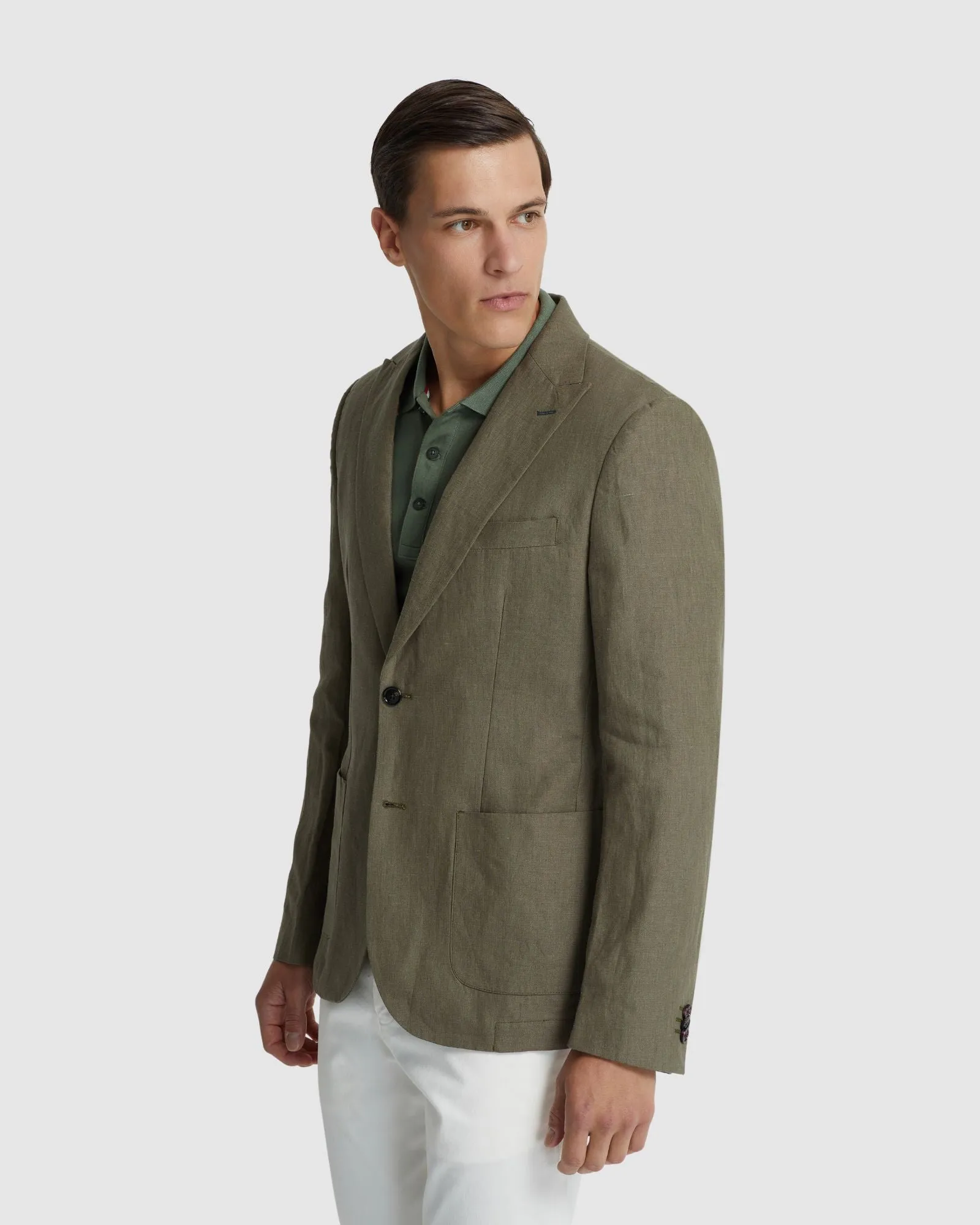 Milton Linen Blazer With Peak Lapel
