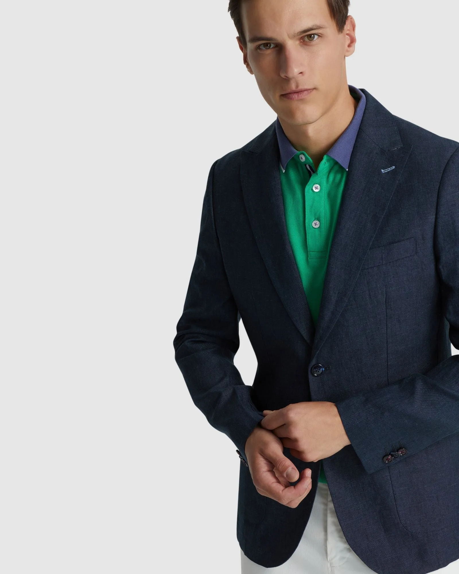 Milton Linen Blazer With Peak Lapel