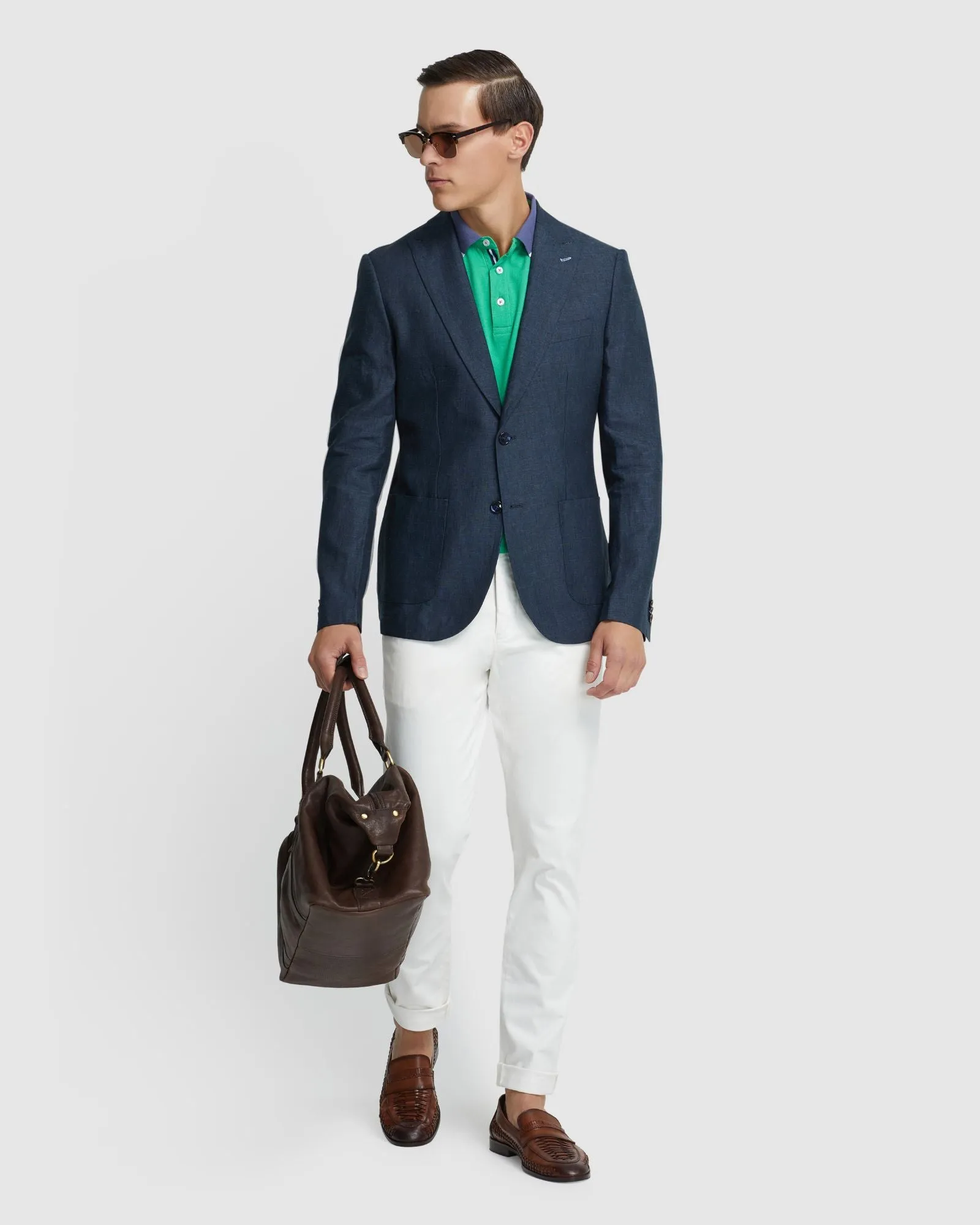 Milton Linen Blazer With Peak Lapel