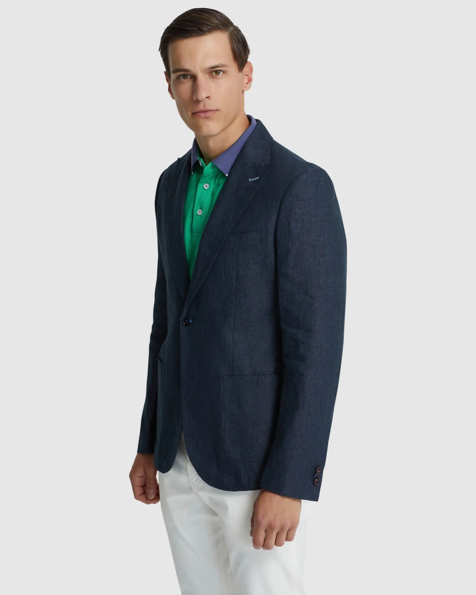 Milton Linen Blazer With Peak Lapel